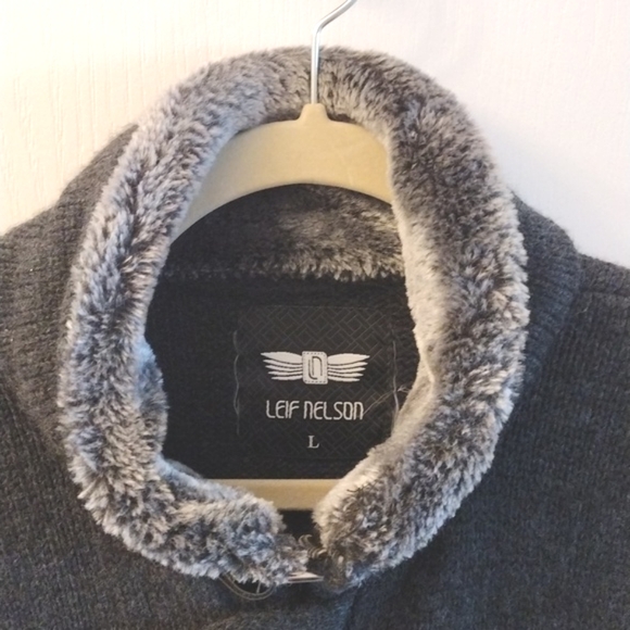 Leif Nelson Men’s Knitted Cardigan Slim Fit Hoodie.  Size L - Picture 9 of 16